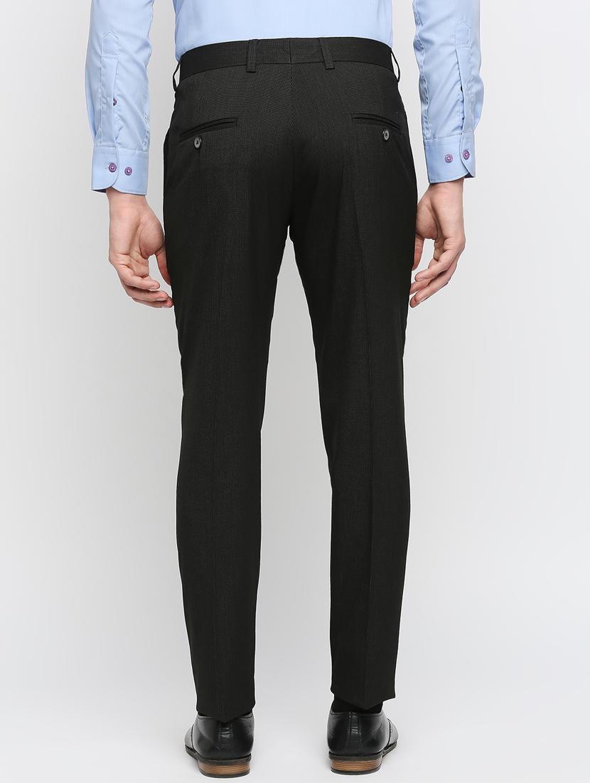 black solid flat front trousers formal trouser - 18287628 - Zoom Image - 3
