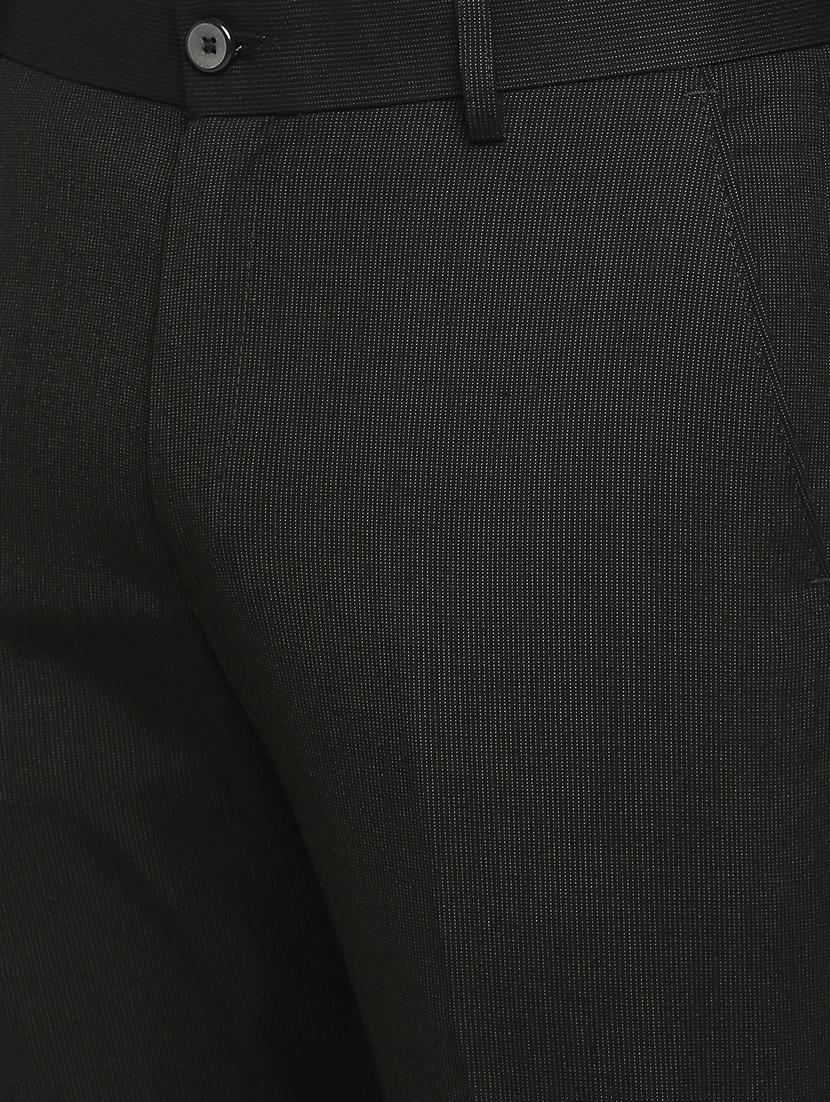 black solid flat front trousers formal trouser - 18287628 - Zoom Image - 5