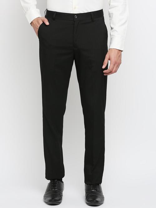 black striped flat front trousers formal trouser - 18287629 - Standard Image - 1