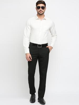 black striped flat front trousers formal trouser - 18287629 - Standard Image - 4