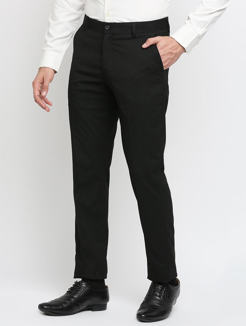 black striped flat front trousers formal trouser - 18287629 - Zoom Image - 2