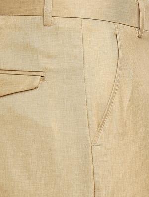 beige solid flat front trousers formal trouser - 18287636 - Standard Image - 5
