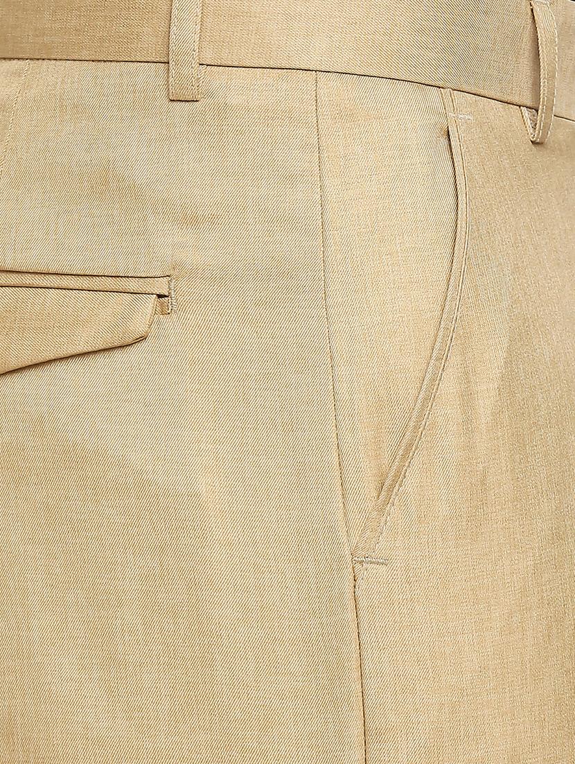 beige solid flat front trousers formal trouser - 18287636 - Zoom Image - 5