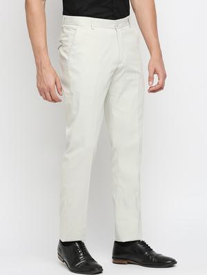 white solid flat front trousers formal trouser - 18287637 - Standard Image - 2