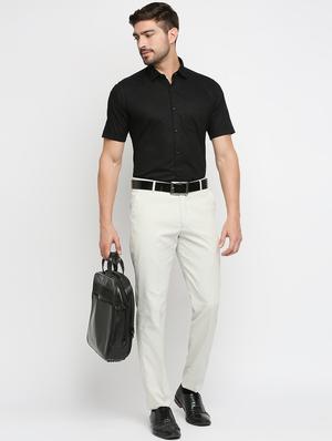 white solid flat front trousers formal trouser - 18287637 - Standard Image - 4