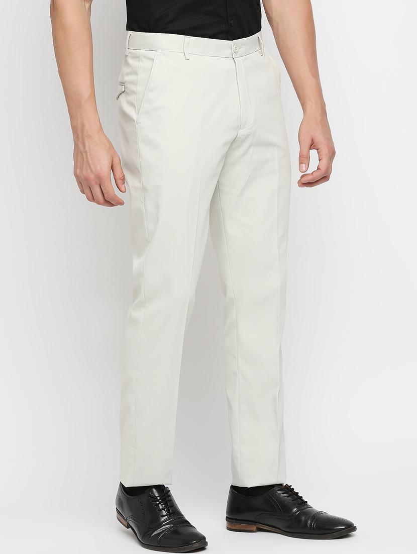 white solid flat front trousers formal trouser - 18287637 - Zoom Image - 2