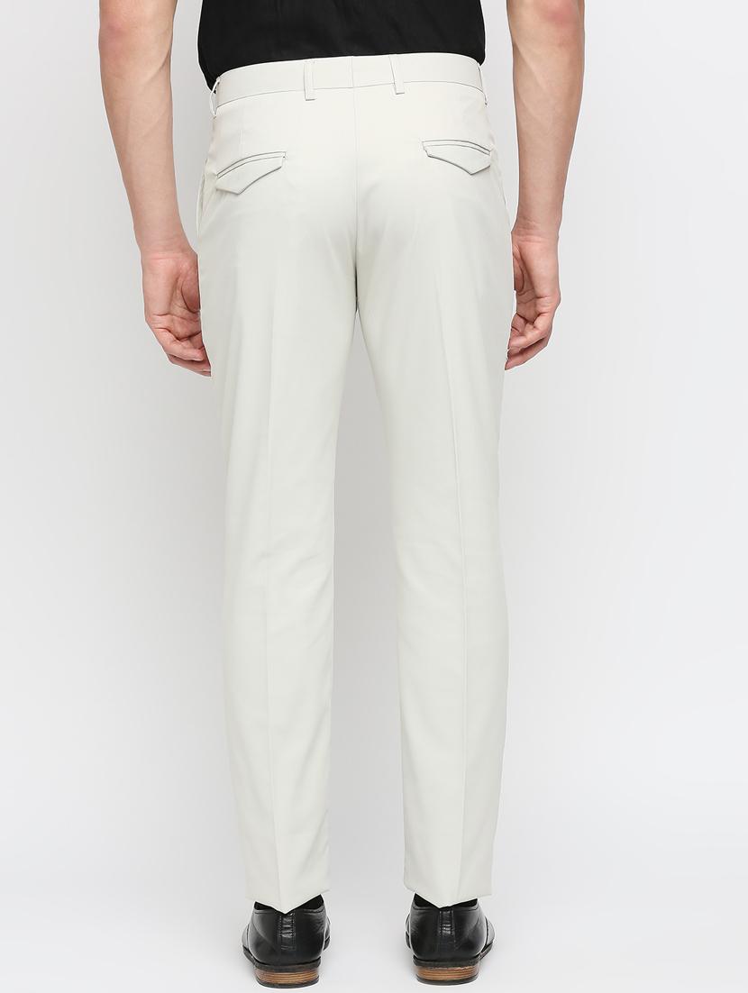 white solid flat front trousers formal trouser - 18287637 - Zoom Image - 3