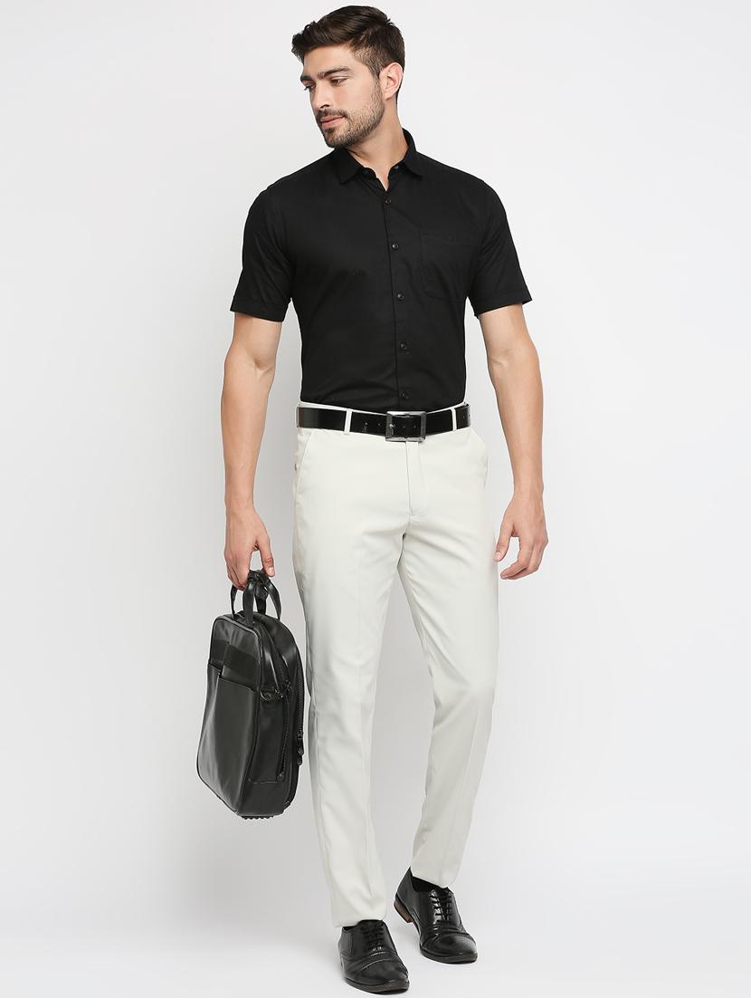 white solid flat front trousers formal trouser - 18287637 - Zoom Image - 4