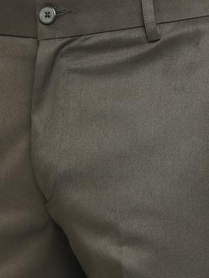 beige solid flat front trousers formal trouser - 18287642 - Standard Image - 5
