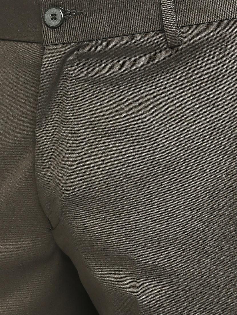 beige solid flat front trousers formal trouser - 18287642 - Zoom Image - 5