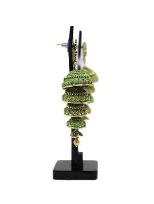 green brass jhumka earring - 18288696 - Standard Image - 3
