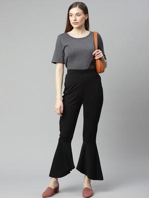 high rise solid wide leg trouser - 18288702 - Standard Image - 4