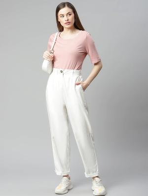 mid rise solid chinos trouser - 18288722 - Standard Image - 3