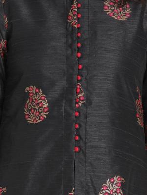 black printed kurta with jacket kurta - 18288895 - Standard Image - 5