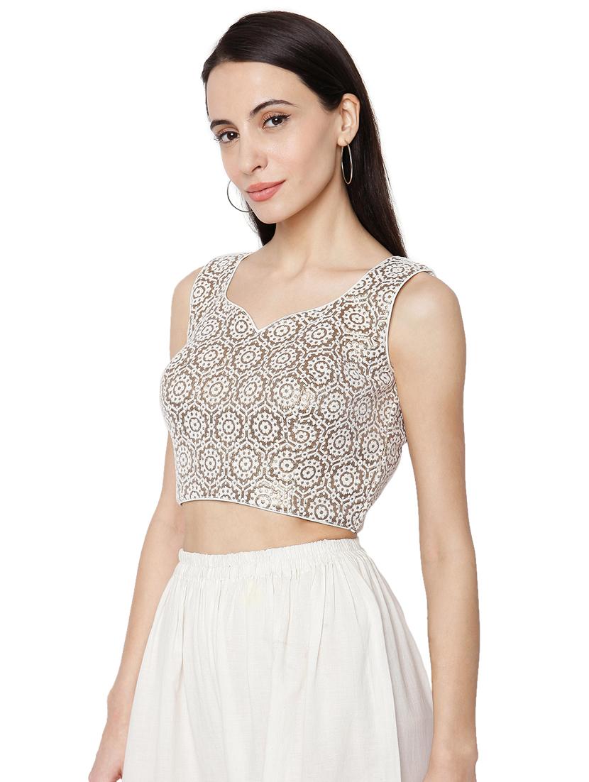 white cotton embroidered blouse - 18289322 - Zoom Image - 3
