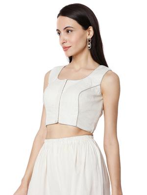 white dupion embroidered blouse - 18289323 - Standard Image - 2