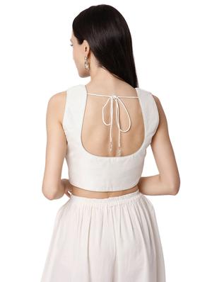 white dupion embroidered blouse - 18289323 - Standard Image - 4