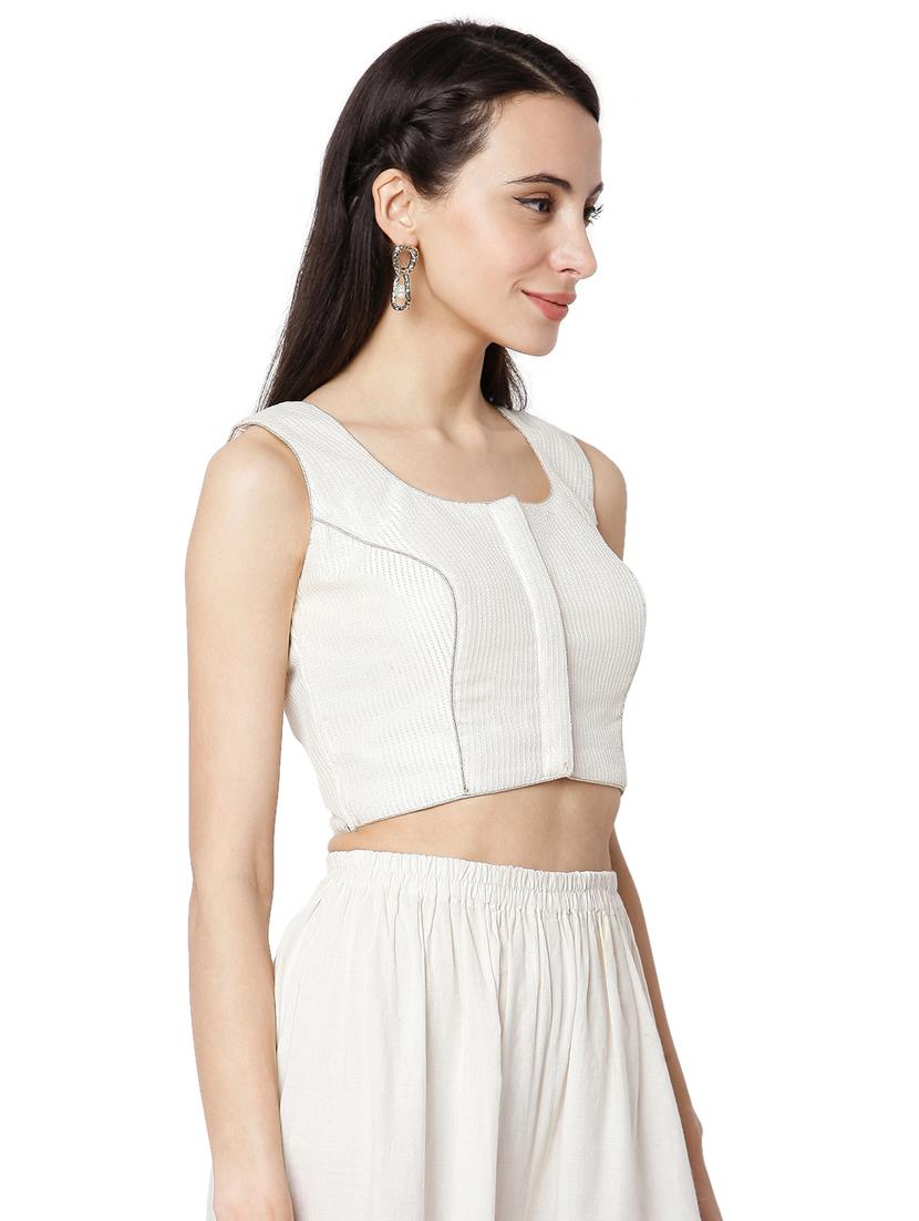 white dupion embroidered blouse - 18289323 - Zoom Image - 3