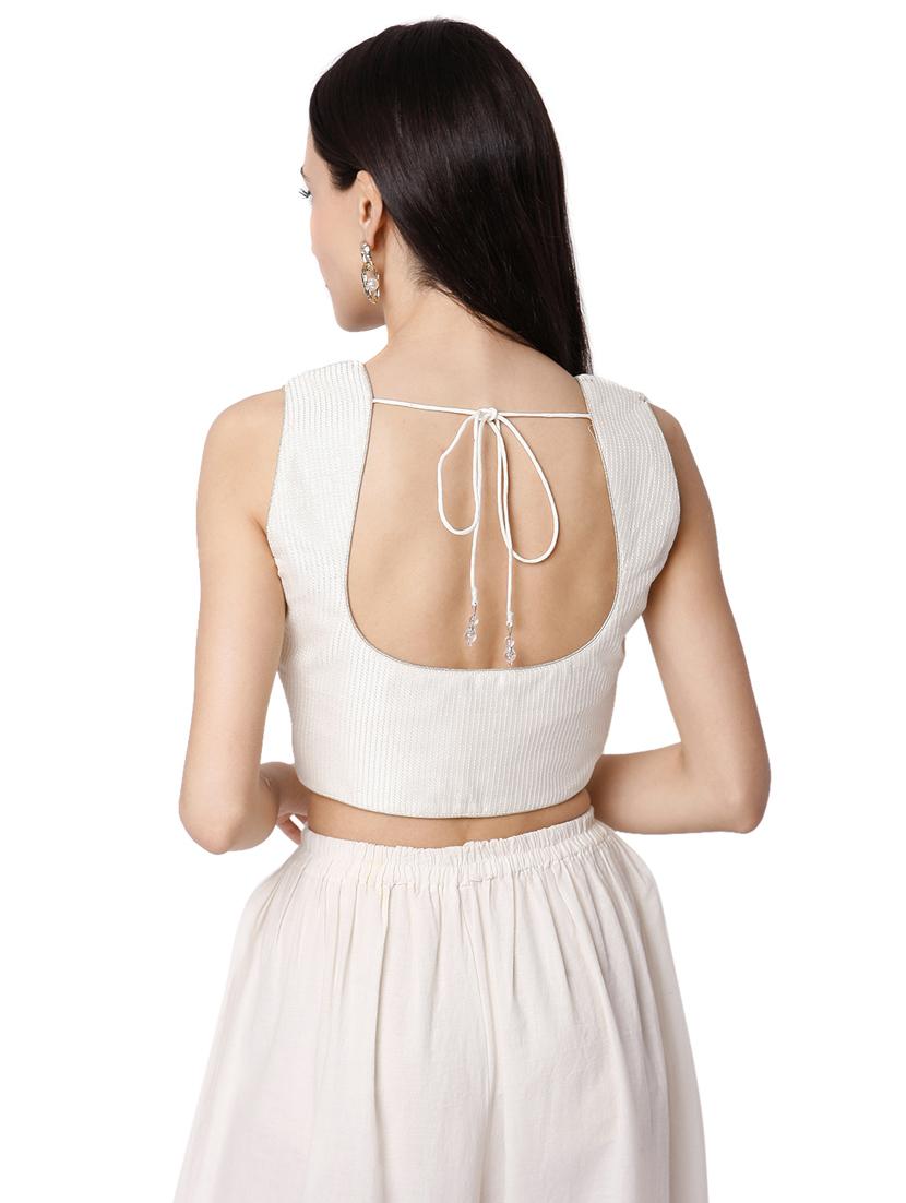 white dupion embroidered blouse - 18289323 - Zoom Image - 4