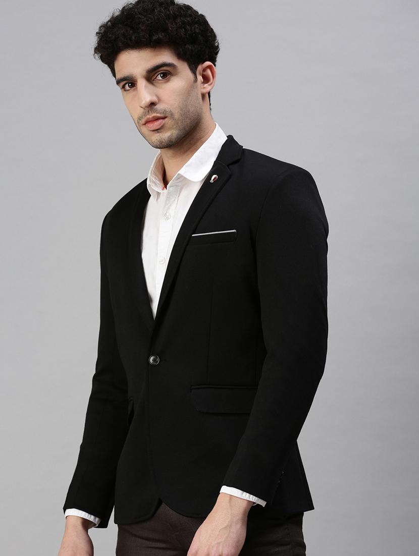 black solid single breasted casual blazer - 18289544 - Zoom Image - 2