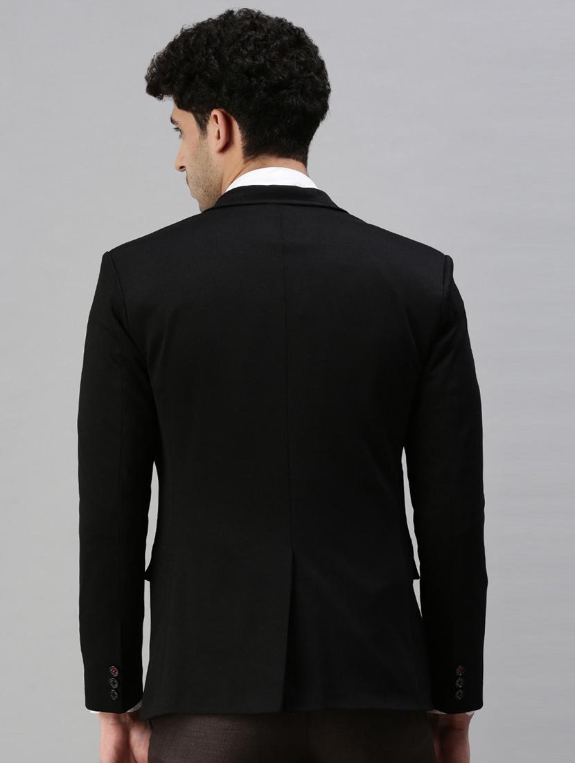 black solid single breasted casual blazer - 18289544 - Zoom Image - 3
