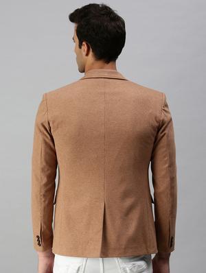 brown solid single breasted casual blazer - 18289549 - Standard Image - 3