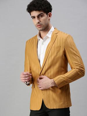 yellow striped single breasted casual blazer - 18289557 - Standard Image - 2