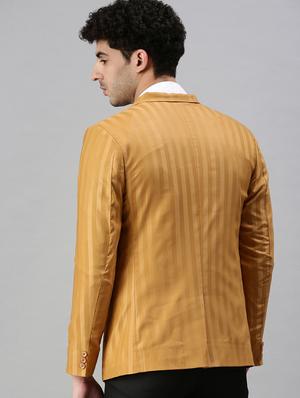 yellow striped single breasted casual blazer - 18289557 - Standard Image - 3