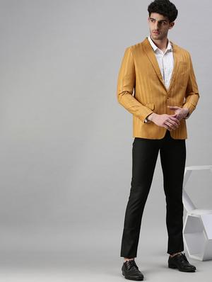 yellow striped single breasted casual blazer - 18289557 - Standard Image - 4