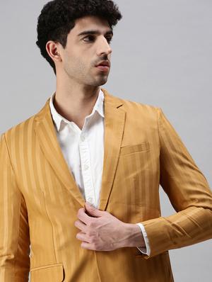 yellow striped single breasted casual blazer - 18289557 - Standard Image - 5