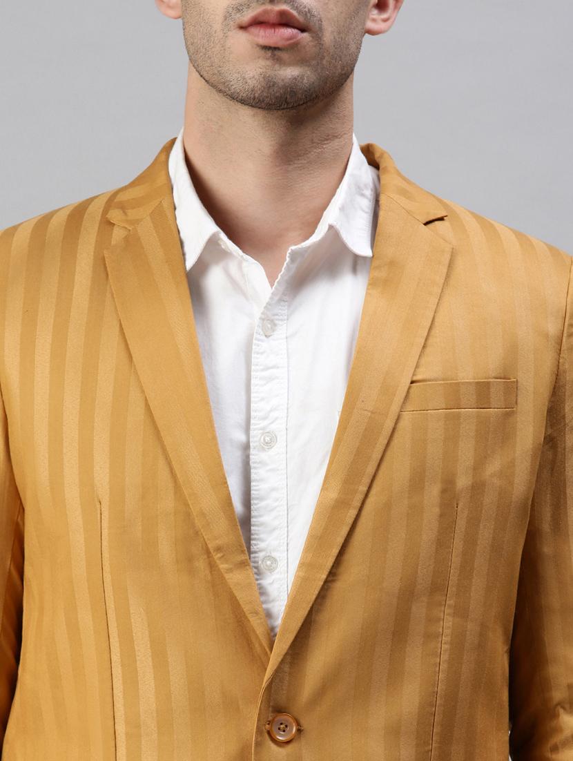 yellow striped single breasted casual blazer - 18289557 - Zoom Image - 6