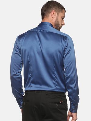 navy-blue solid casual shirt - 18289604 - Standard Image - 3