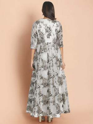 white printed a-line gown - 18289920 - Standard Image - 4