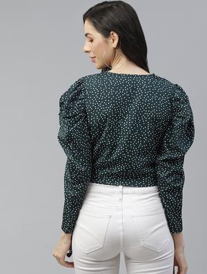 overlap neck printed top - 18290022 - Standard Image - 3