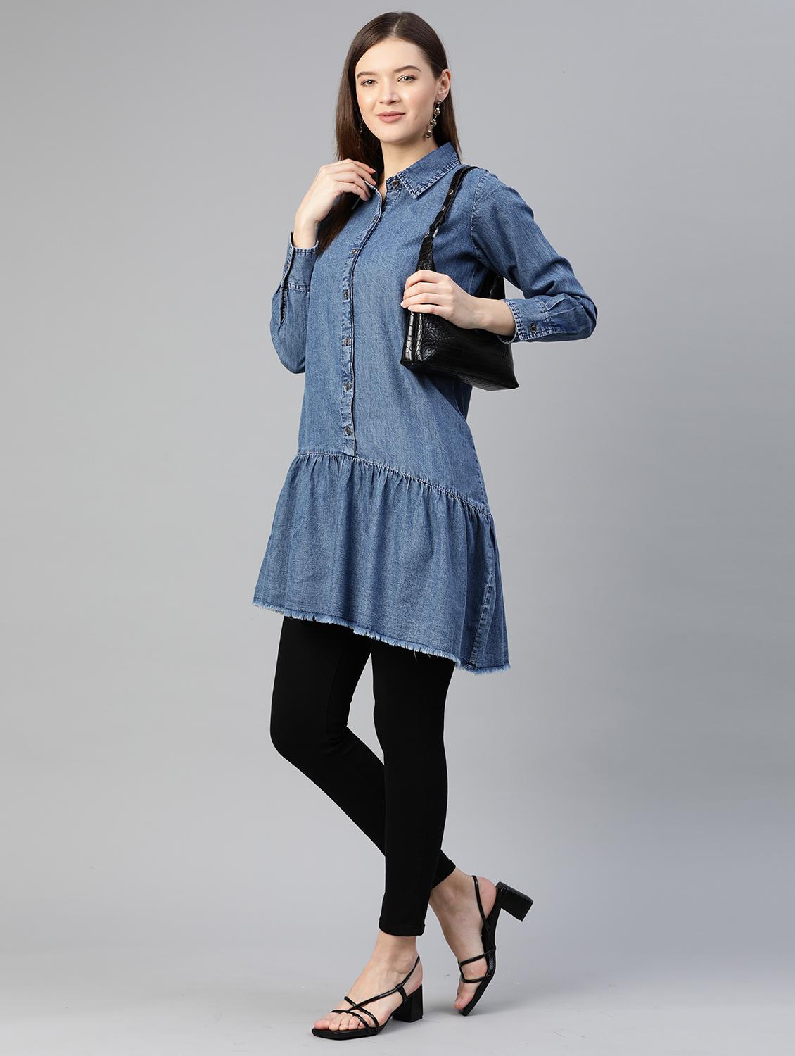 gathered hem solid asymmetric top - 18290025 - Zoom Image - 4