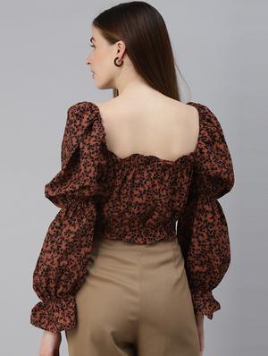 square neck floral top - 18290069 - Standard Image - 3