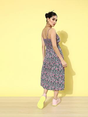 cami neck printed a-line dress - 18290194 - Standard Image - 3