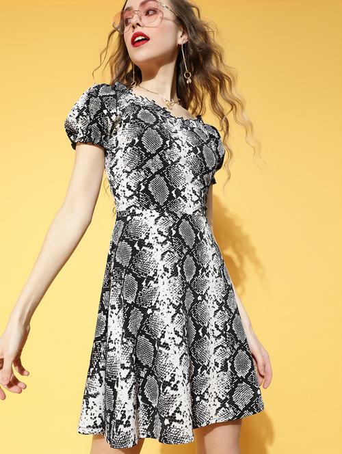 off shoulder animal a-line dress - 18290287 - Very Small Image - 1
