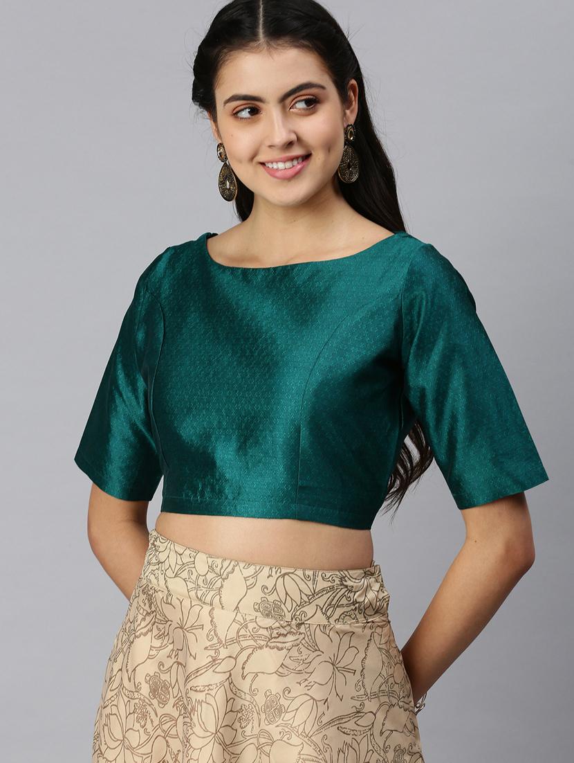 blue self designed blouse - 18290416 - Zoom Image - 1