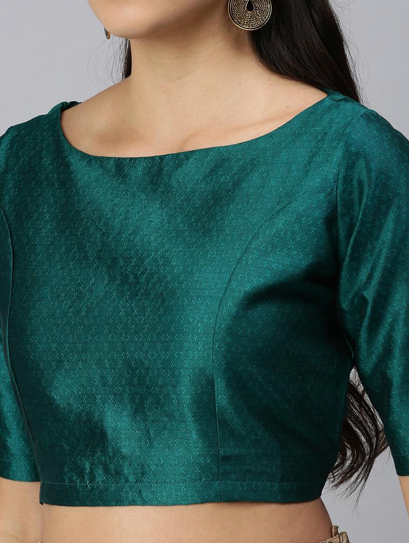 blue self designed blouse - 18290416 - Zoom Image - 5