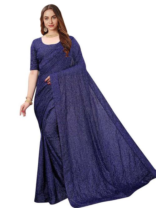 navy blue all over sequined saree with blouse - 18290420 - Very Small Image - 1