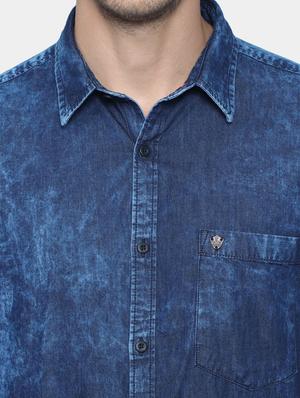 navy-blue solid casual shirt - 18291032 - Standard Image - 6