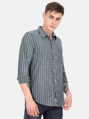 grey striped casual shirt - 18291117 - Standard Image - 2