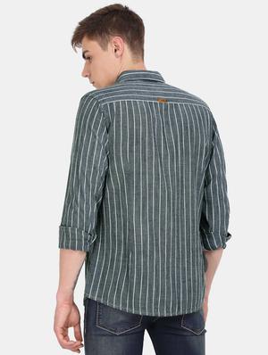 grey striped casual shirt - 18291117 - Standard Image - 3