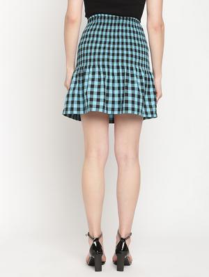 mid rise checkered flared skirt - 18291423 - Standard Image - 3