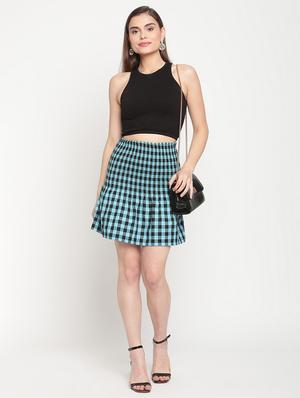 mid rise checkered flared skirt - 18291423 - Standard Image - 4