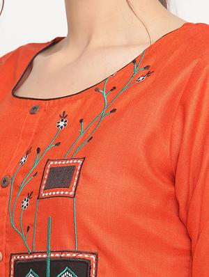 orange rayon kurta palazzo set - 18291466 - Standard Image - 4