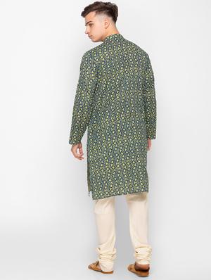navy blue printed kantha kurta - 18291486 - Standard Image - 4