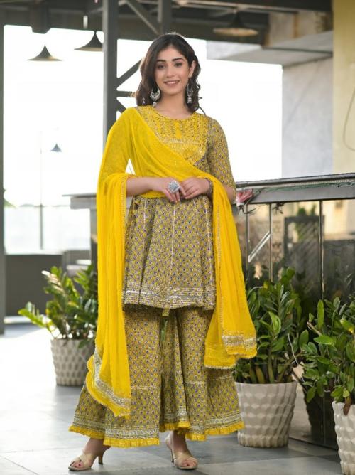 garara for women yellow color - 18291581 - Standard Image - 1