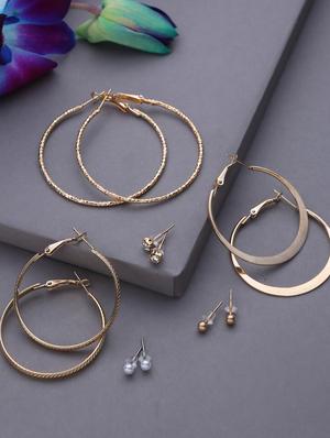 gold metal hoop earring - 18291996 - Standard Image - 2